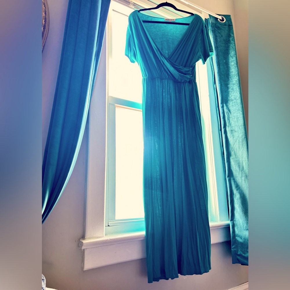 Meri Skye Carnation Wrap Dress in Teal - Dia & Co